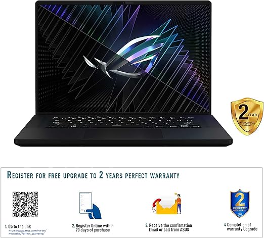 ASUS ROG Zephyrus M16 GU604VZ-N4055W (Off Black) Gaming Laptop, i9-13900H 32GB 1TB Performance SSD, NV RTX4080, 12GB VRAM, WIN11 HOME, 16.0-inch (2560 x 1600) 240Hz, IR Webcame, Backlit-RGB-Eng-Arb-KB